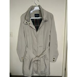 Nautica Lightweight Belted Jacket Beige Trench Coat Womens Size Large L USED